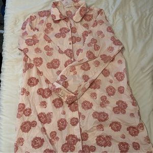 Gal Meets Glam Women's Rose Floral Pink Sleep Shirt Nightgown Large